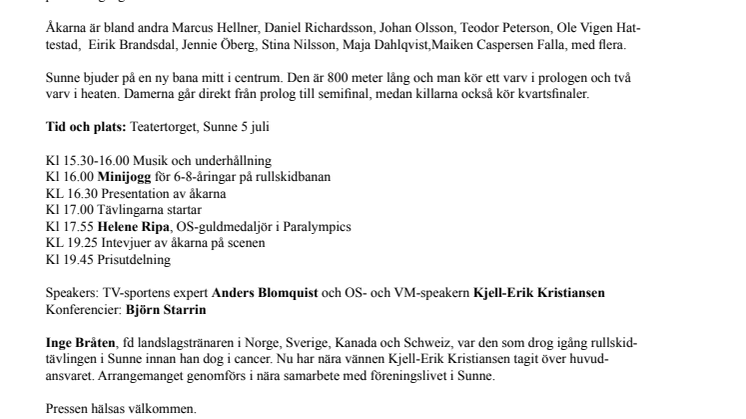 Inge Bråten Memorial med skideliten i Sunne