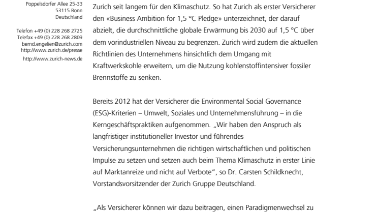 Klimaschutz: Zurich handelt