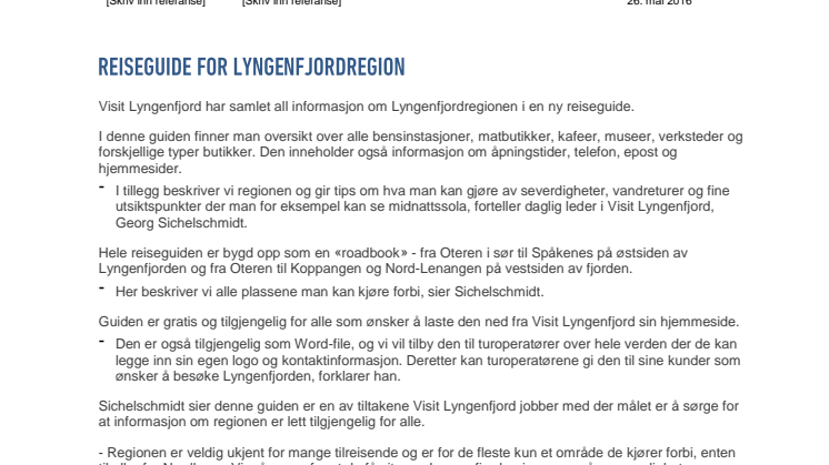 Reiseguide for Lyngenfjordregionen