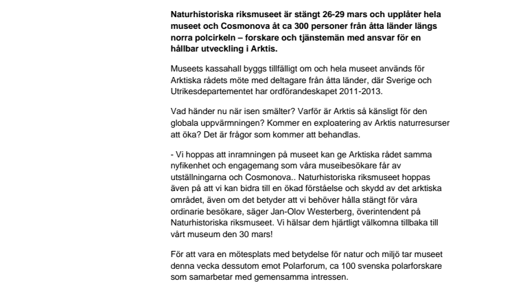Museet stänger – hållbar planering för Arktis pågår