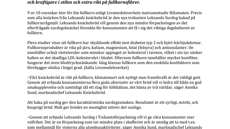 Surdegsfavorit från Leksands Knäckebröd i ny form