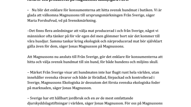 Äntligen enkelt att välja hundmat Från Sverige