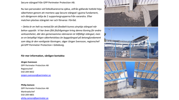 Demonterbart stängsel vid högriskmatcher på Ullevi