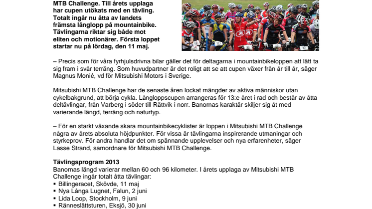 Nu startar årets Mitsubishi MTB Challenge