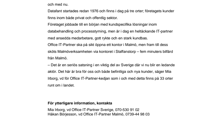 Office IT-Partner ökar trycket i Skåne
