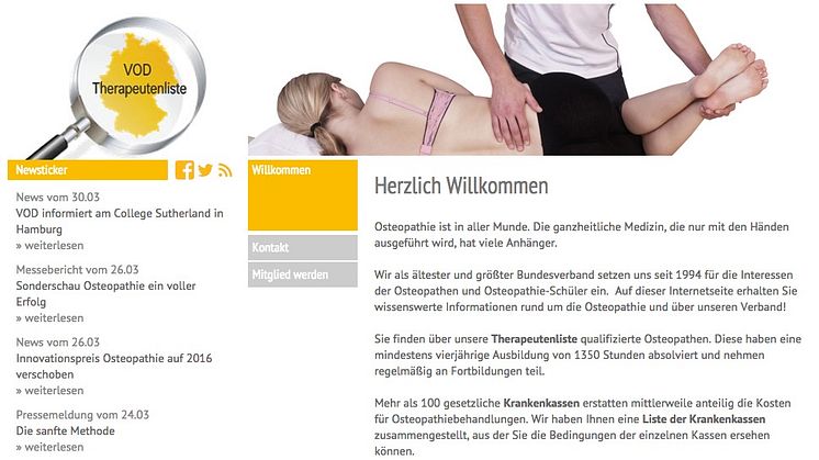 Bekannteste Osteopathie-Website in neuem Look / Relaunch von www.osteopathie.de des Verbandes der Osteopathen Deutschland (VOD) e.V.