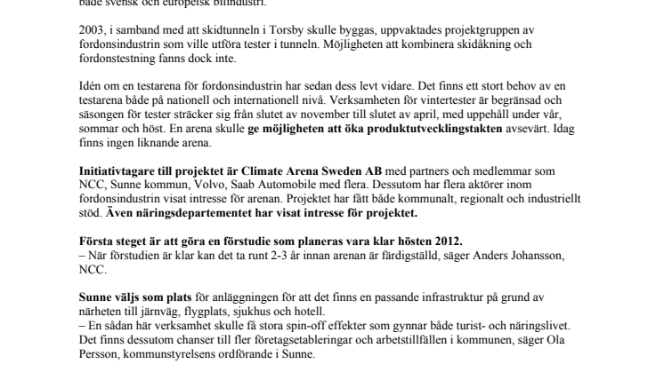 Climate Arena – ett miljardprojekt planeras i Sunne