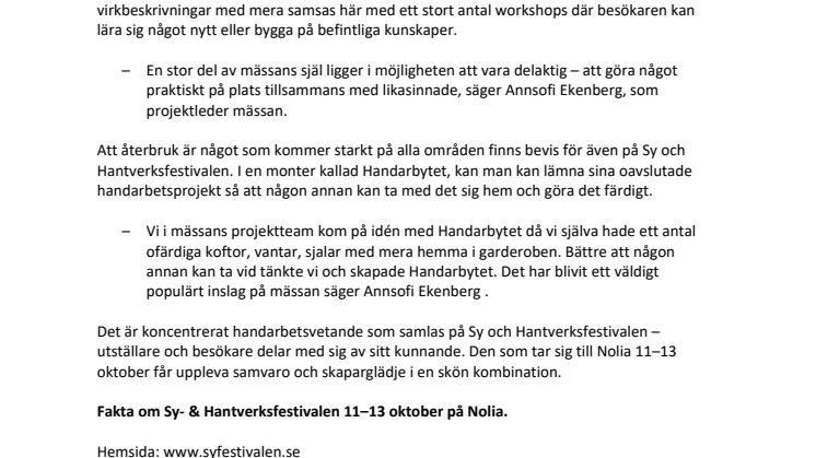 Skaparglädje på Sy och Hantverksfestivalen i Umeå