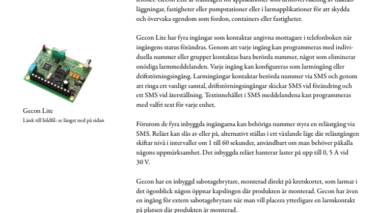 Lättinbyggd fjärrövervakare för GSM