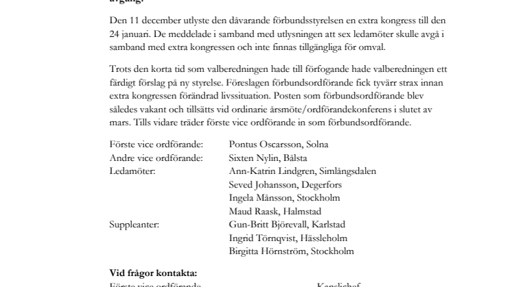 Ny styrelse för Anhörigas Riksförbund