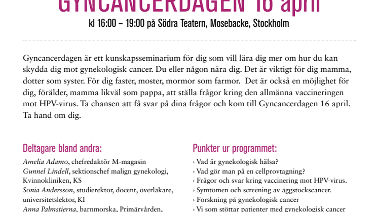 Inbjudan till Gyncancerdagen 16 april 2012 - som pdf att skriva ut