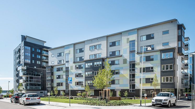 Brf Sjökortet fick utmärkelsen Miljöbyggnad Guld 2015. Foto: Cembrit