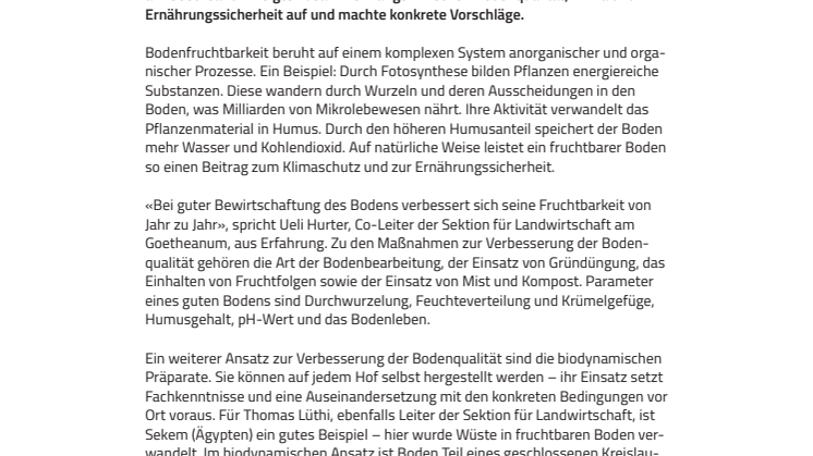 Fruchtbarer Boden leistet Beitrag zum Klimaschutz
