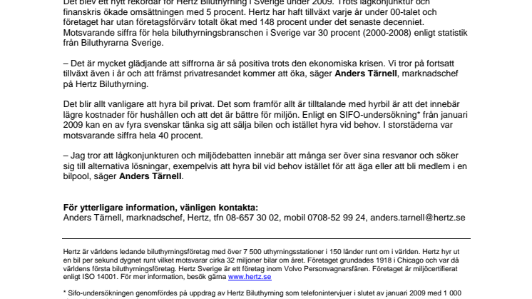 Nytt rekordår för Hertz 