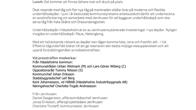 Ressinbjudan: Placeringsförslag av Hässleholms nya underhållsdepå klart