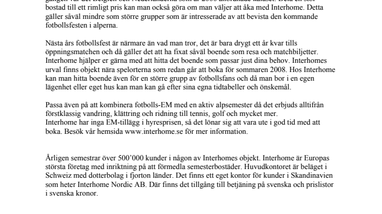 Med Interhome till Fotbolls EM 2008