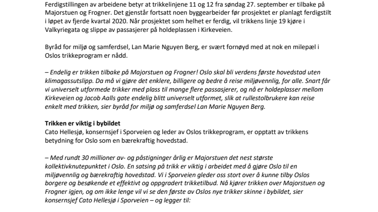 Trikken tilbake i Bogstadveien på nye spor