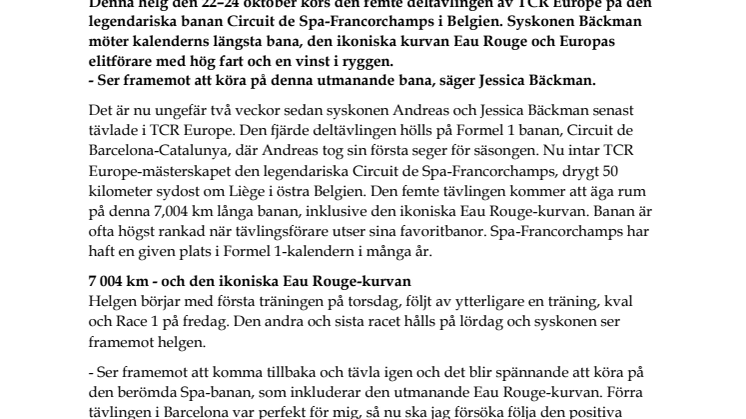 Bäckman intar den legendariska Spa-banan