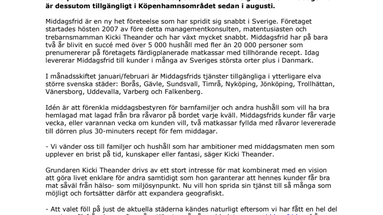 Middagsfrid fortsätter att expandera och når nu över hälften av Sveriges befolkning