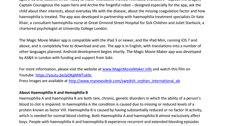 Magic Movie Maker Fact sheet