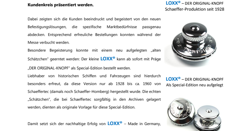 Schaeffertec erlebt mit LOXX® eine starke METS im November.
