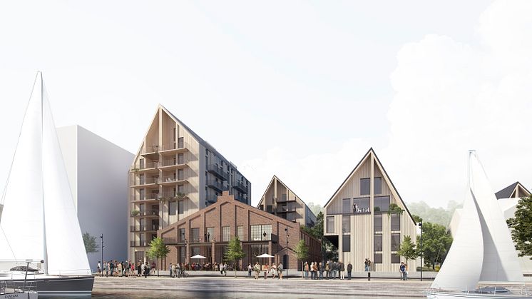Visualisering af den nye havnefront i Holmestrand.