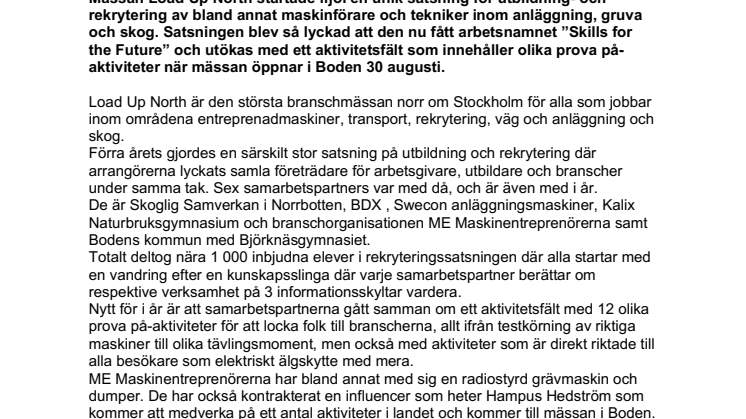 Load Up North satsar vidare med ”Skills for the Future” och öppnar nytt aktivitetsfält för alla besökare