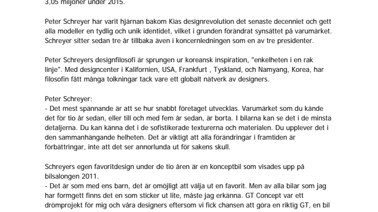 ​Peter Schreyer firar 10 år som designchef på Kia Motors