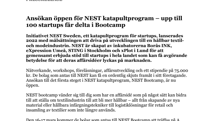 PM - Ansökan öppen för NEST katapultprogram – upp till 100 startups får delta i Bootcamp.pdf