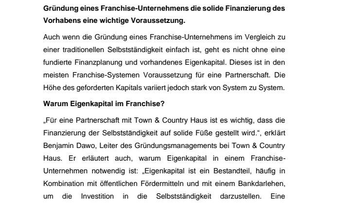 Die Finanzierung einer Franchise-Gründung