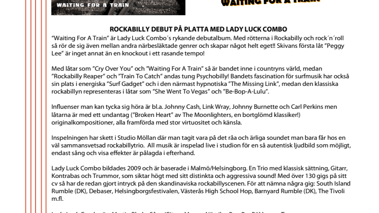 Rockabillybandet Lady Luck Combo släpper sitt debutalbum