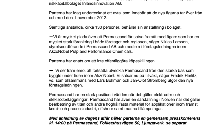 AkzoNobel sells Permascand AB