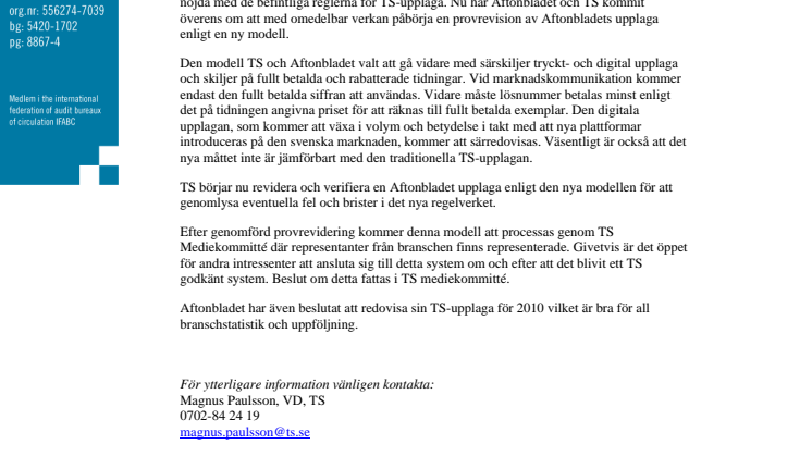 TS reviderar Aftonbladets upplaga
