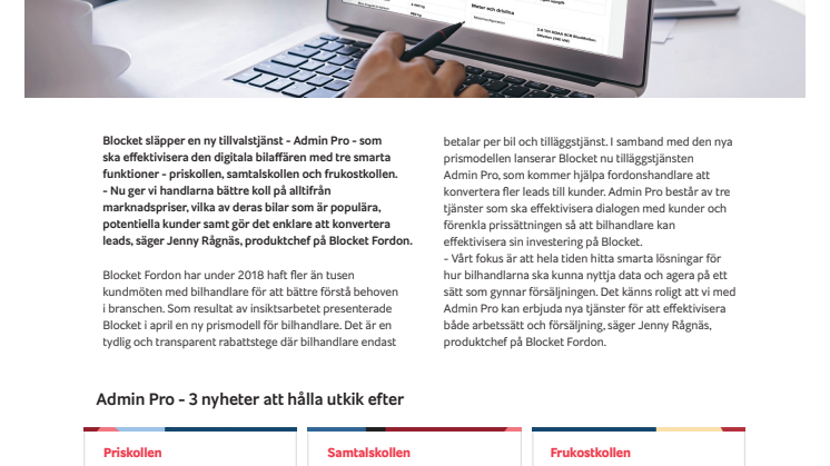 Blocket släpper en ny tillvalstjänst - Admin Pro