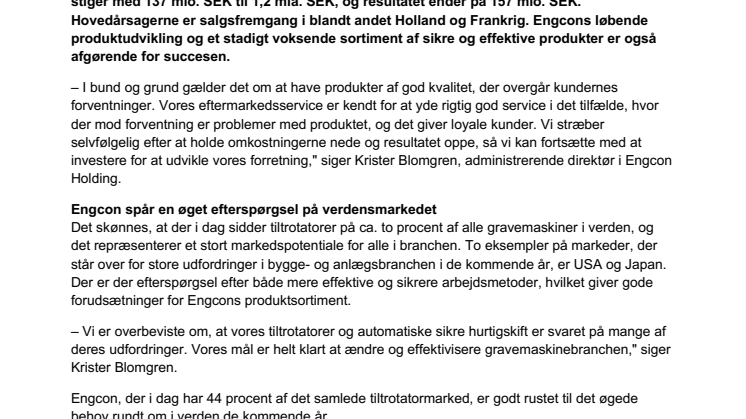 Engcon øger omsætningen for niende år i træk 