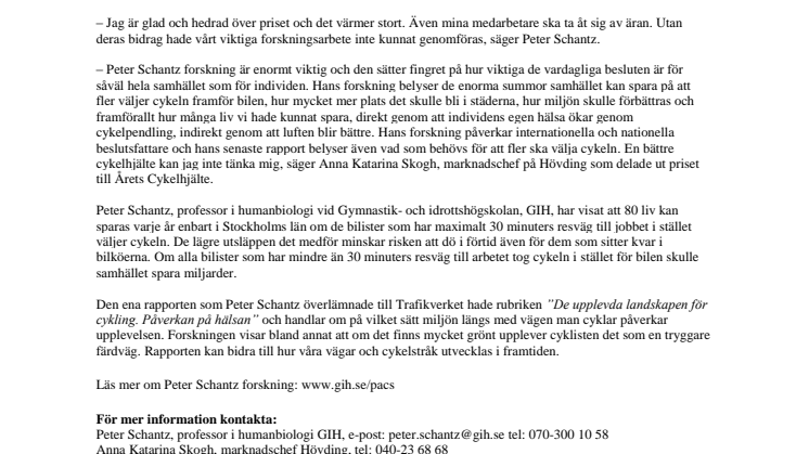 Peter Schantz är Årets cykelhjälte 