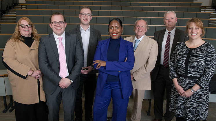 Pictured l-r: Caron Gentry; Patrick Andelic; Richard Johnson (QMUL); Stephanie L. Young (Exec Director, When we all Vote); Philip Davies (co-Chair American Politics Group); Brian Ward; Christina Tribble (US Cultural Attaché, London).