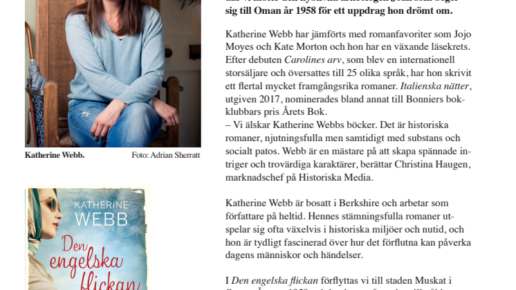 Ny roman av storsäljande författaren Katherine Webb