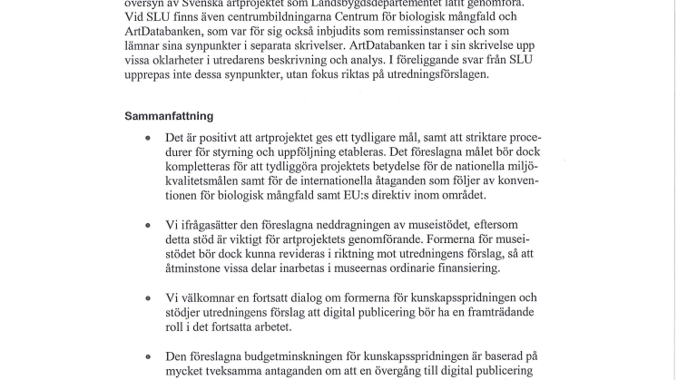Länk till SLU-ledningens svar till utredningen
