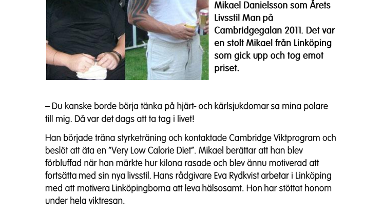 Mikael Danielsson gick ner 30,9kg och fick pris!