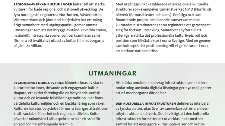 Kulturpolitisk position Kultur i Norr