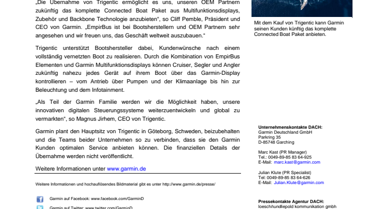 Garmin übernimmt Trigentic 