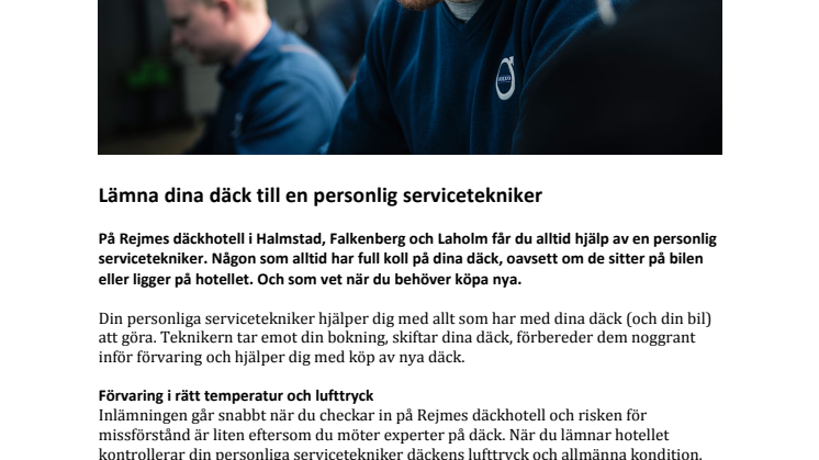 Lämna dina däck till en personlig servicetekniker