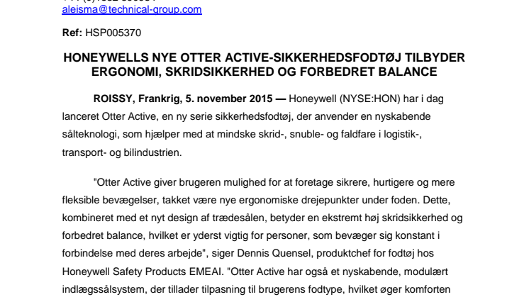  Honeywells nye Otter Active-sikkerhedsfodtøj tilbyder ergonomi, skridsikkerhed og forbedret balance