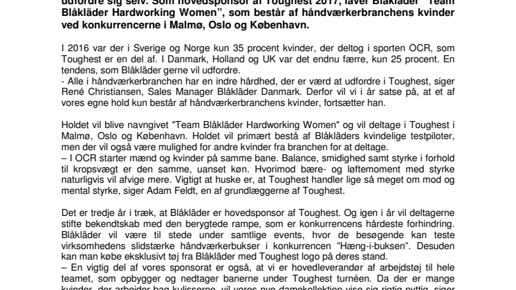 HÅNDVÆRKERBRANCHENS KVINDER STÅR BAG "TEAM BLÅKLÄDER HARDWORKING WOMEN" I TOUGHEST  2017