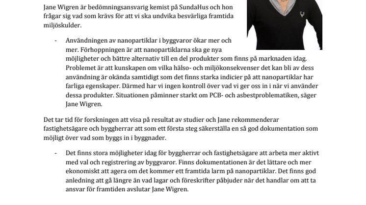 SundaHus i Linköping välkomnar Frankrikes initiativ om ett obligatoriskt nanoregister