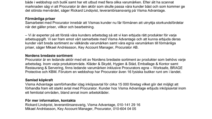 Visma erbjuder nytt avtal inom arbetskläder och skyddsutrustning