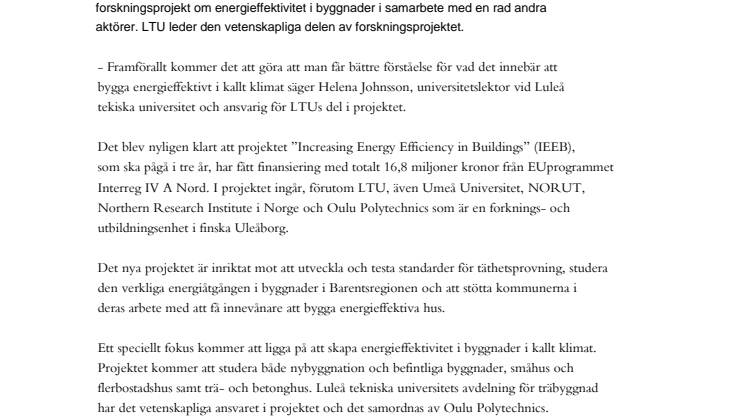 Byggnader i kallt klimat ska bli energieffektiva