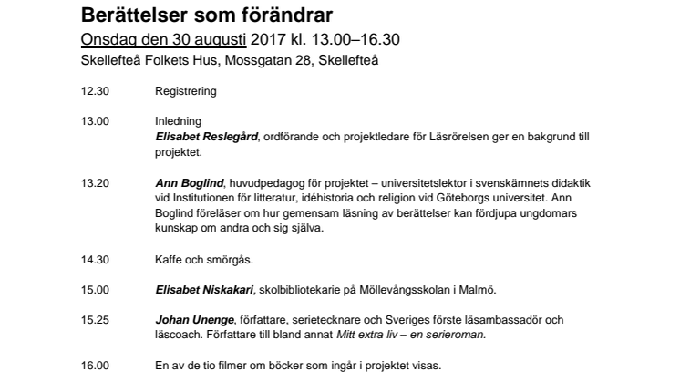 Program Berättelser som förändrar SKELLEFTEÅ