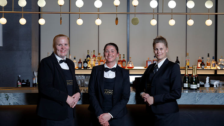 Från vänster: Cathrine Almqvist från vinbaren Tocayo, Frida Winters från Skänken Vinbar/Kullabergs Vingård, Anette Andersson från Harlequin by Hunger och Törst